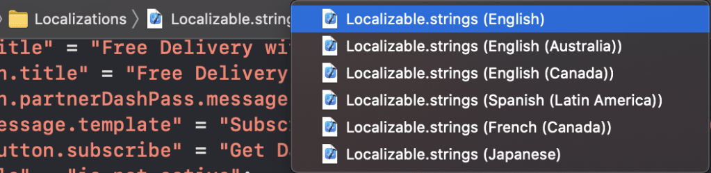 Localizable string files in an IDE